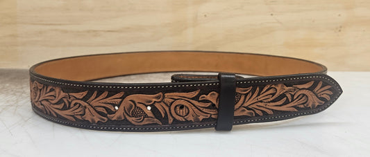 2 Tone Floral Carved Belt