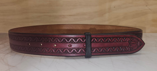 Ruby red block border belt