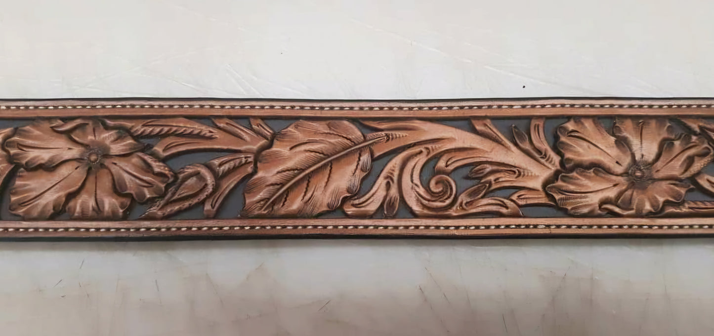 Filigreed floral carved belt