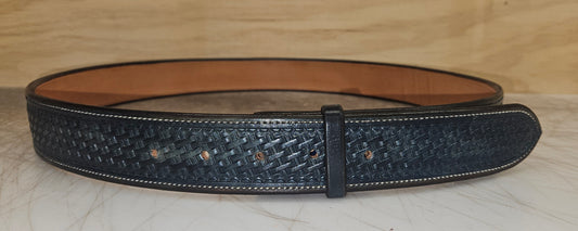 Dark blue basket stamped belt