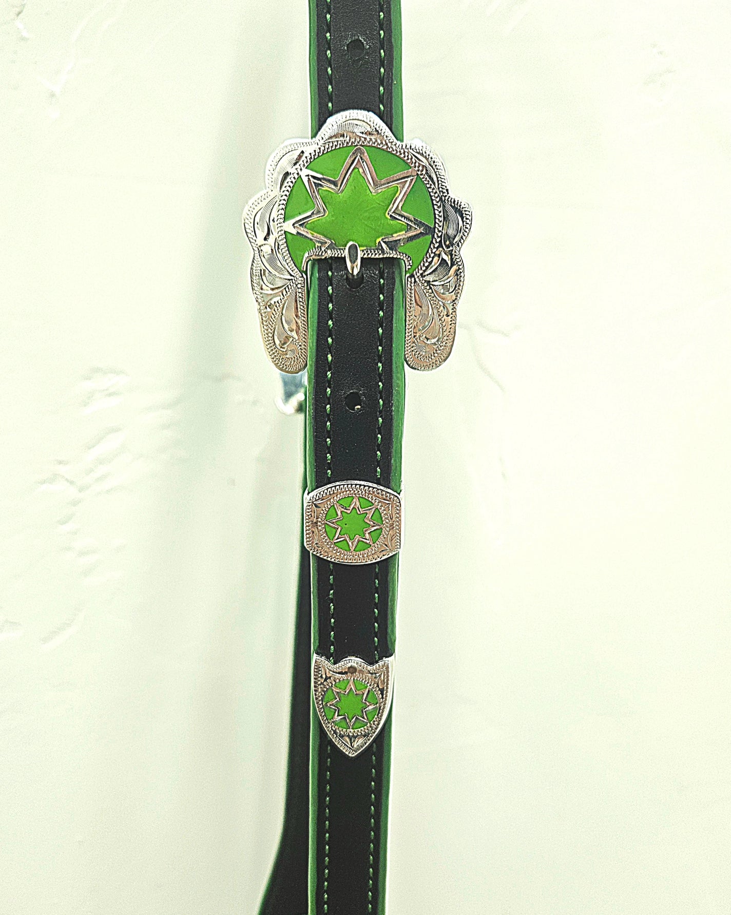 Green and black sliding ear headstall