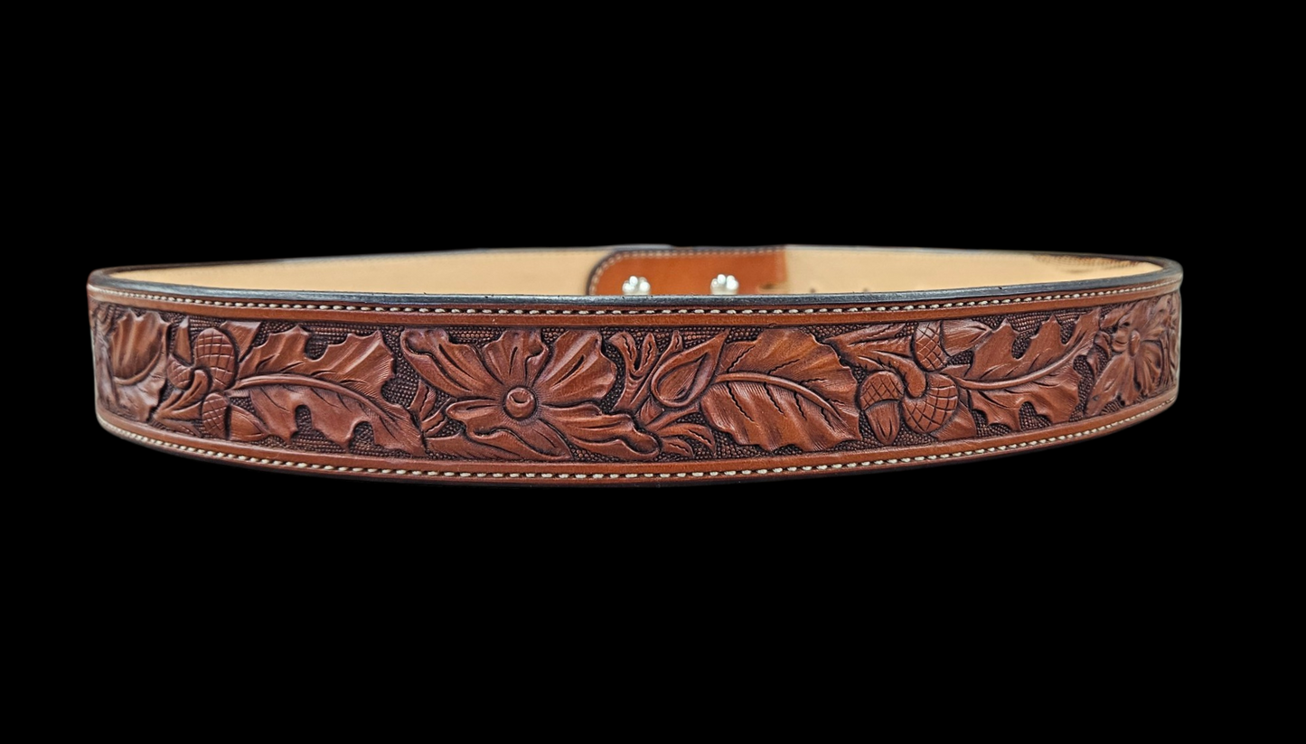 38" floral carved belt