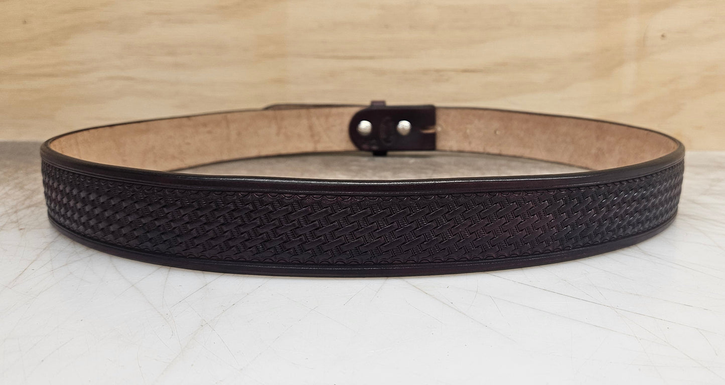 Burgundy basket stamped belt