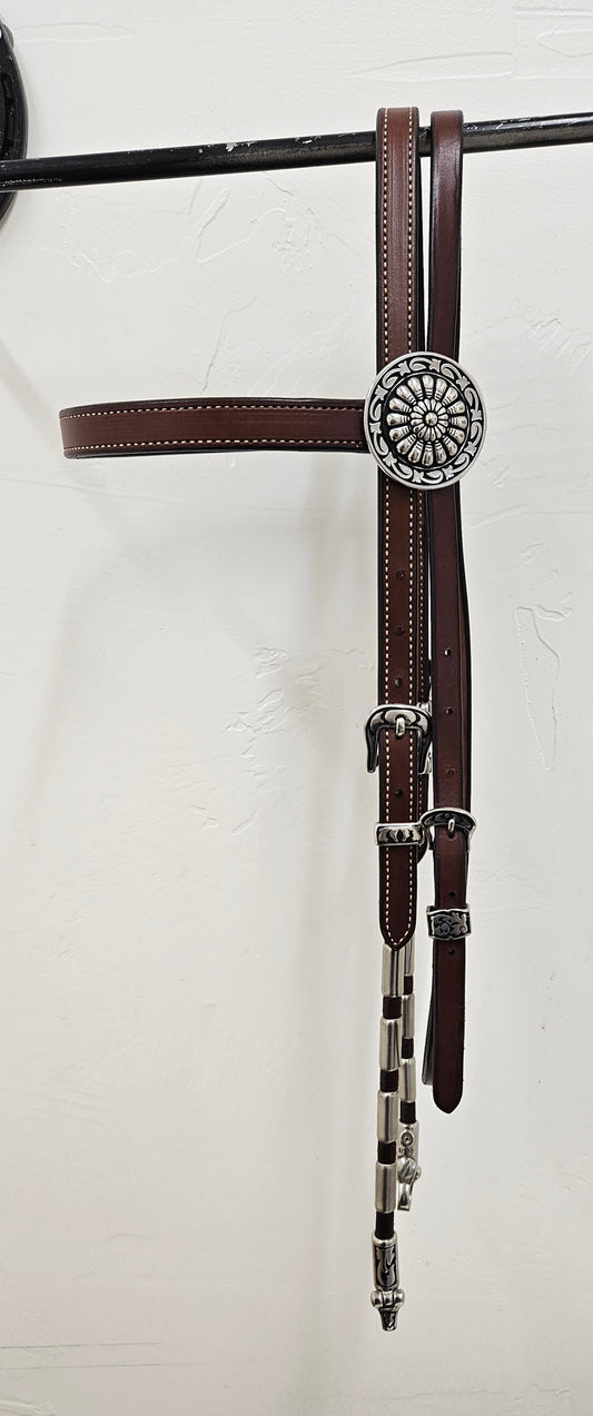 Round cheek browband headstall