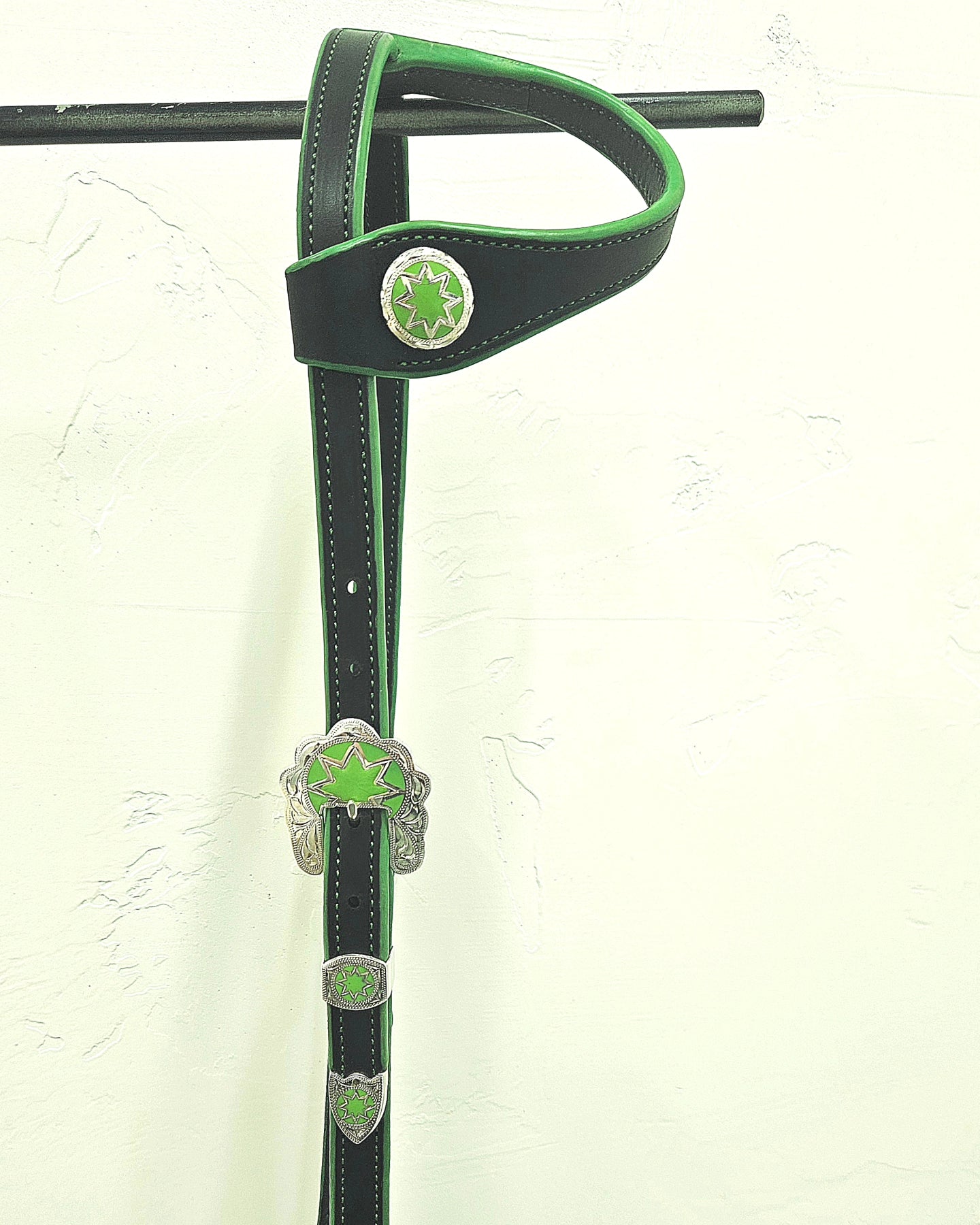 Green and black sliding ear headstall