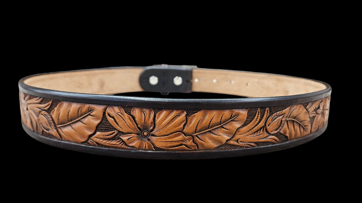 34" floral carved belt
