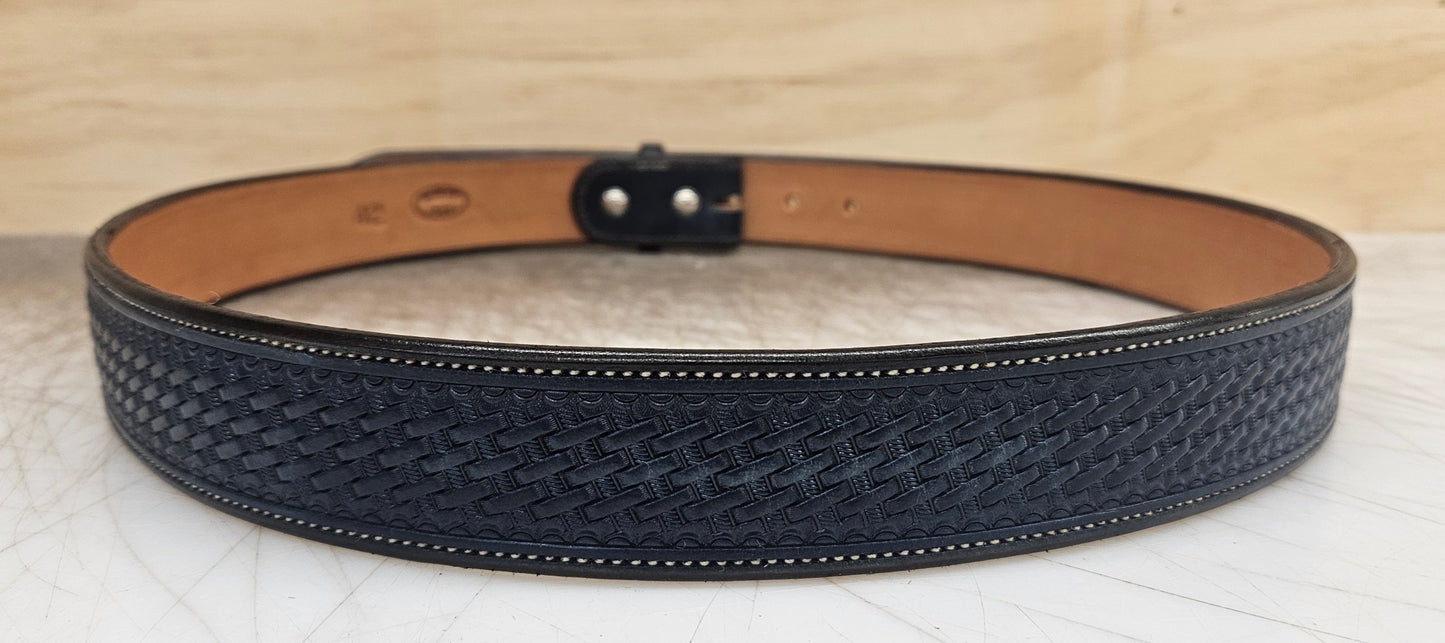 Dark blue basket stamped belt