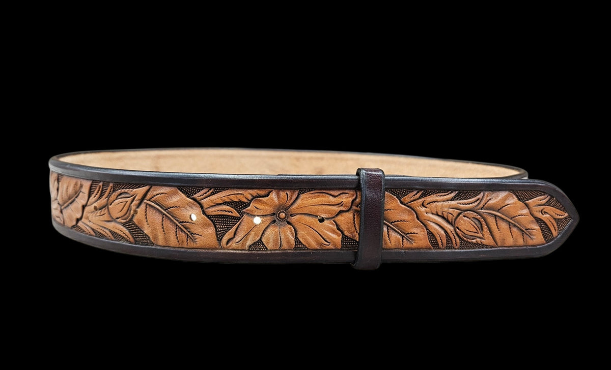 34" floral carved belt