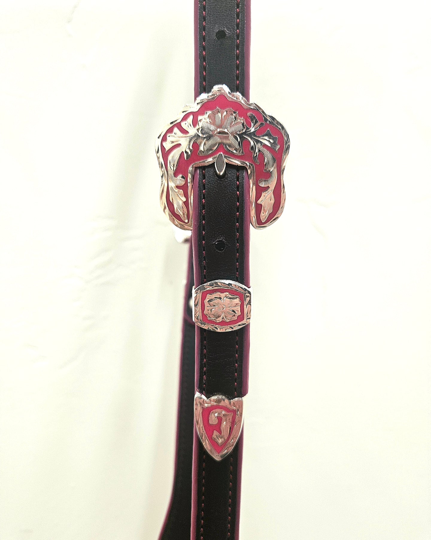 Pink and black sliding ear headstall